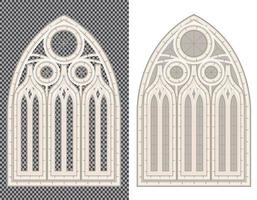 fenêtre médiévale gothique sur fond blanc et transparent. vecteur