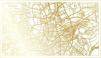 plan de la ville d'essen en allemagne dans un style rétro de couleur dorée. carte muette. vecteur