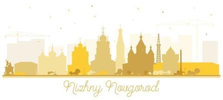 nizhny novgorod russie silhouette d'horizon de la ville avec des bâtiments dorés isolés sur fond blanc. vecteur