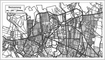 plan de la ville de semarang indonésie en noir et blanc. carte muette. vecteur