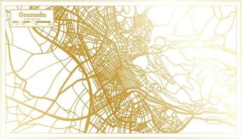 carte de la ville de grenade espagne dans un style rétro de couleur dorée. carte muette. vecteur