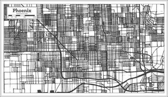 plan de la ville de phoenix usa dans un style rétro. carte muette. vecteur