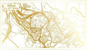 plan de la ville de bilbao espagne dans un style rétro de couleur dorée. carte muette. vecteur