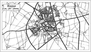 plan de la ville de kasur pakistan en noir et blanc. illustration vectorielle. vecteur
