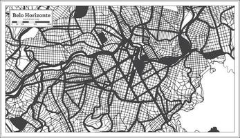 plan de la ville de belo horizonte brésil en noir et blanc dans un style rétro. carte muette. vecteur