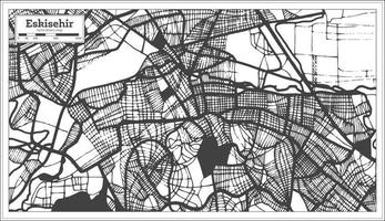 plan de la ville d'eskisehir en turquie en noir et blanc dans un style rétro. carte muette. vecteur