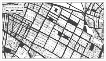ciudad nezahualcoyotl carte de la ville de mexique en noir et blanc dans un style rétro. carte muette. vecteur