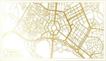 plan de la ville de canberra australie dans un style rétro de couleur dorée. carte muette. vecteur