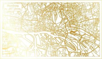 plan de la ville de hambourg allemagne dans un style rétro de couleur dorée. carte muette. vecteur