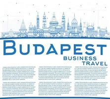 décrire les toits de la ville de budapest hongrie avec des bâtiments bleus et un espace de copie. vecteur