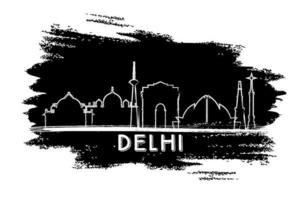 silhouette d'horizon de la ville de delhi inde. croquis dessiné à la main. vecteur