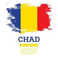 drapeau du tchad avec des coups de pinceau. le jour de l'indépendance. vecteur