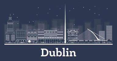 Décrire les toits de la ville de dublin en irlande avec des bâtiments blancs. vecteur