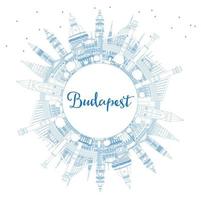 décrire les toits de la ville de budapest hongrie avec des bâtiments bleus et un espace de copie. vecteur