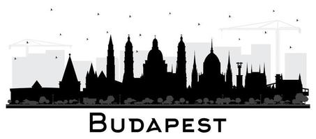 silhouette d'horizon de la ville de budapest hongrie avec des bâtiments noirs isolés sur blanc. vecteur