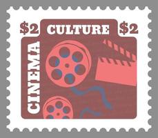cachet de la poste ou carte postale de la culture cinématographique avec prix vecteur