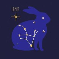 constellation de lepus, forme d'étoile formant un lapin vecteur