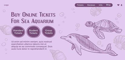 acheter des billets en ligne pour l'aquarium marin, sites Web vecteur