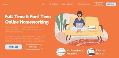 site Web de travail à domicile en ligne à temps plein et partiel vecteur