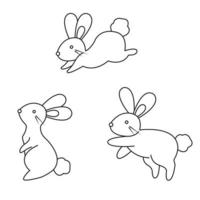 contour de trois lapins mignons pour coloriage vecteur