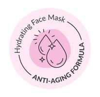masque facial hydratant, étiquette de formule anti-âge vecteur
