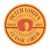 gouda hollandais double crème fromage classique fait à la main vecteur