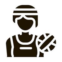 femme joueur de volley-ball icône vecteur glyphe illustration