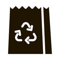 sac en papier avec icône de glyphe d'emballage de signe de recyclage vecteur