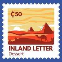 lettre intérieure, paysage de dessert avec pyramides vecteur