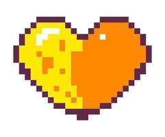 coeur pixélisé, icône du jeu, de la vie ou de l'amour vecteur