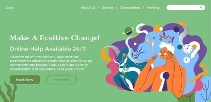 faire un changement positif, aide en ligne disponible vecteur