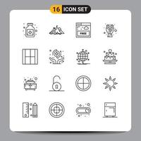 pack d'icônes vectorielles stock de 16 signes et symboles de ligne pour dessiner créer des éléments de conception vectoriels modifiables fleur cadeau d'accès vecteur
