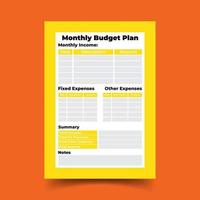 modèle de plan budgétaire mensuel, plan de revenu mensuel vecteur