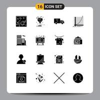 16 concept de glyphe solide pour les sites Web mobiles et les applications tableau d'expérience transport de flèche de glace éléments de conception vectoriels modifiables vecteur