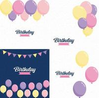 bannière d'anniversaire avec cadre et ballons aquarelles dessinés à la main symbolisant une conception de fête d'anniversaire adaptée aux cartes de voeux de vacances et aux invitations d'anniversaire vecteur