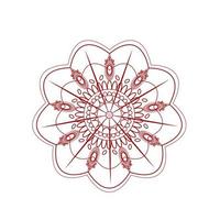 mandala de fleurs de style asiatique rouge foncé, 9 pétales avec oreilles. motif floral concentrique orné dans le style ethnique mehendi au henné indien. ornement de couleur terre cuite dessiné à la main sur fond blanc pour les impressions vecteur