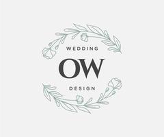 ow initiales lettre mariage monogramme logos collection, modèles minimalistes et floraux modernes dessinés à la main pour cartes d'invitation, réservez la date, identité élégante pour restaurant, boutique, café en image vectorielle vecteur