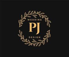 collection de logos de monogramme de mariage lettre initiales pj, modèles minimalistes et floraux modernes dessinés à la main pour cartes d'invitation, réservez la date, identité élégante pour restaurant, boutique, café en image vectorielle vecteur