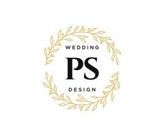 ps initiales lettre mariage monogramme logos collection, modèles minimalistes et floraux modernes dessinés à la main pour cartes d'invitation, réservez la date, identité élégante pour restaurant, boutique, café en image vectorielle vecteur