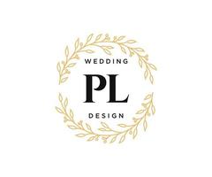 pl initiales lettre mariage monogramme logos collection, modèles minimalistes et floraux modernes dessinés à la main pour cartes d'invitation, réservez la date, identité élégante pour restaurant, boutique, café en image vectorielle vecteur