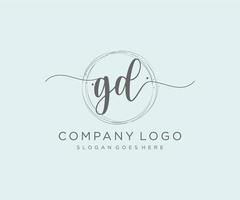 logo féminin gd initial. utilisable pour les logos nature, salon, spa, cosmétique et beauté. élément de modèle de conception de logo vectoriel plat.