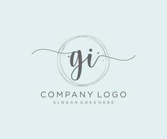 logo féminin gi initial. utilisable pour les logos nature, salon, spa, cosmétique et beauté. élément de modèle de conception de logo vectoriel plat.