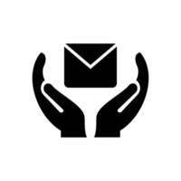 création de logo de message à la main. logo de message avec vecteur de concept de main. création de logo main et message
