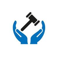 création de logo de droit de la main. logo de droit avec vecteur de concept de main. création de logo main et loi