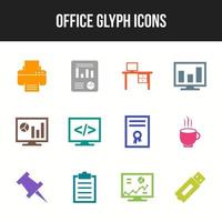 jeu d'icônes de glyphe de bureau unique vecteur