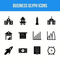 jeu d'icônes de glyphe d'entreprise unique vecteur