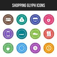 jeu d'icônes de glyphe shopping unique vecteur