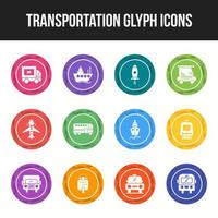 jeu d'icônes de glyphe de transport unique vecteur