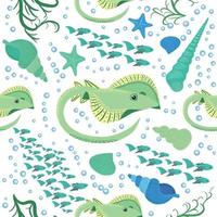 vie marine batomorphi, poissons, animaux lumineux motif transparent. voyages en mer, plongée en apnée avec des animaux, poissons tropicaux vecteur