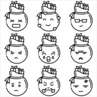ensemble d'icônes de sac emoji style de contour première partie vecteur